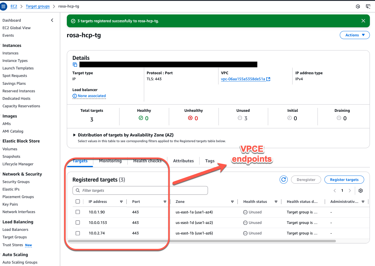 AWS Console Target Group